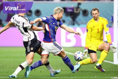 Pertandingan Timnas Jerman melawan Jepang pada laga pembuka grup E, Piala Dunia 2022 di Khalifa International Stadium, Rabu (23/11/2022) malam. Foto : ig