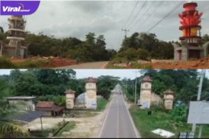 Bangunan Gapura Perbatasan Provinsi Jambi dan Kabupaten Muratara. Foto : Viralsumsel