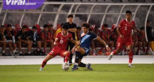 Pertandingan Timnas U-20 Indonesia versus Guatemala dengan skor pada International Friendly Match, di Stadion Utama Gelora Bung Karno, Jakarta, Selasa (21/2/2023) malam. Foto : viralsumsel.com/ion