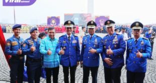 Walikota Palembang, H. Harnojoyo ikuti upacara gabungan HUT ke-104 Pemadam Kebakaran dan Penyelamatan, di Lapangan Monumen Nasional (Monas) Jakarta, Rabu (1/3/2023). Foto : viralsumsel.com/nto