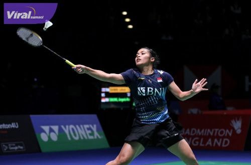 Tunggal putri Indonesia, Gregoria Mariska Tunjung berhasil melaju ke babak perempat final All England 2023. Foto : pbsi
