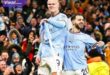 Penyerang Manchester City Erling Haaland selebrasi usai cetak gol. Foto : ig