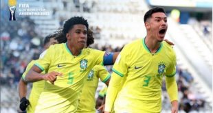 Tim Nasional (Timnas) U-20 Brasil melaju ke 16 Besar Piala Dunia U-20 2023 Argentina. Foto : igfifa