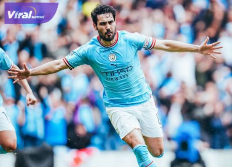 Gelandang Manchester City İlkay Gundogan selebrasi usai bobol gawang Leeds United. Foto : igcity
