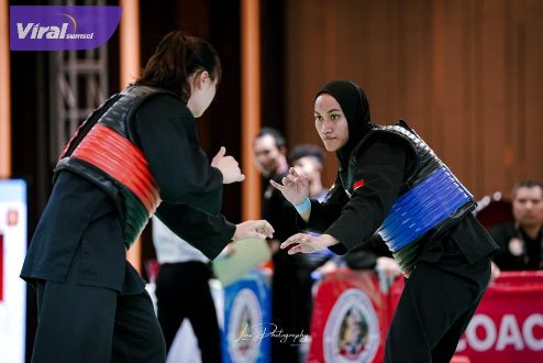 Nia Larasati, atlet pencak silat asal Muba berhasil meraih medali perak di ajang SEA Games ke – 32 di Kamboja. Foto : ist