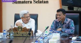Wakil Gubernur Sumsel H Mawardi Yahya menerima audiensi rombongan Direktorat Korsup KPK RI di Ruang Rapat Gubernur Sumsel, Kamis (11/5/2023) siang. Foto : viralsumsel.com/nto 