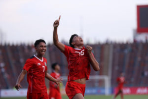 Para pemain Timnas Indoensia sebelbrasi usai kalahkan Vietnam di semifinal SEA Games. Foto : pssi