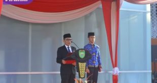 Sekda Sumsel Supriono Sebagai Irup Upacara Pada Peringatan Harla Pancasila. foto : viralsumsel.com/win