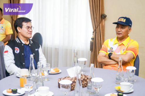 Pj Bupati Muba H Apriyadi Cofee Morning Bareng Staf Ahli Bidang Hukum Olahraga Kemenpora RI. Foto : viralsumsel.com/dev