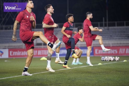 Tim nasional Indonesia terus mengasah kemampuan dengan menggelar latihan, pada hari keduanya di Filipina. Foto : pssi
