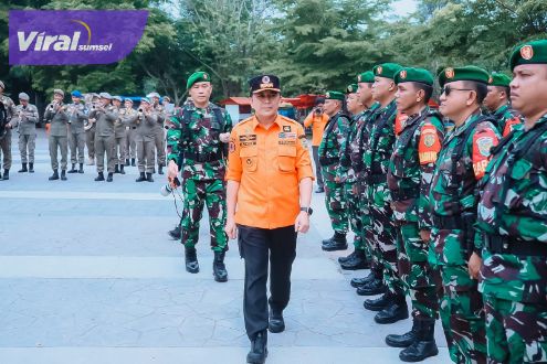 Pj Gubernur Sumsel Agus Fatoni Pimpin Apel Kesiapsiagaan Penanggulangan Bencana. Foto : viralsumsel.com/win