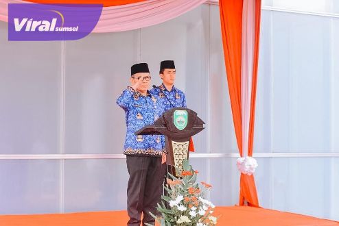 Sekda Sumsel  Supriono Jadi Irup Upacara HUT ke-52 Korpri Tahun 2023 . Foto : viralsumsel.com/win