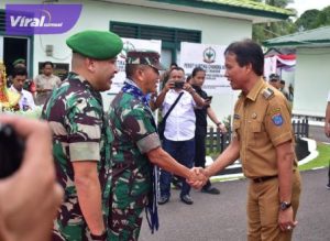 Hari Pertama Kerja, Pj. Bupati OKI Terima Kunker Pangdam II Sriwijaya. Foto : viralsumsel.com/zep