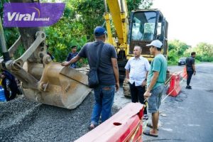 Jalan Amblas di Desa Bailangu Muba Langsung Diperbaiki. Foto : viralsumsel.com/dev