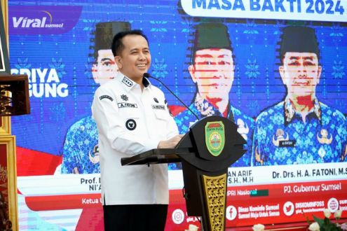 Pj Gubernur Agus Fatoni Targetkan Sumsel Jadi Juara Selaku Tuan Rumah Pornas Korpri 2025. Foto : viralsumsel.com/win