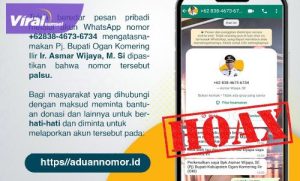 Modus Penipuan Catut Nama Pj Bupati, Diskominfo OKI Minta Warga Hati-Hati. Foto : viralsumsel.com/zep