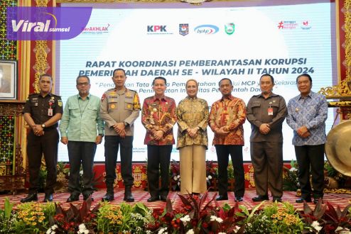 Pj Gubernur Agus Fatoni Buka Rakor Program Pemberantasan Korupsi Wilayah II, MCP KPK Tahun 2024. Foto : viralsumsel.com/win
