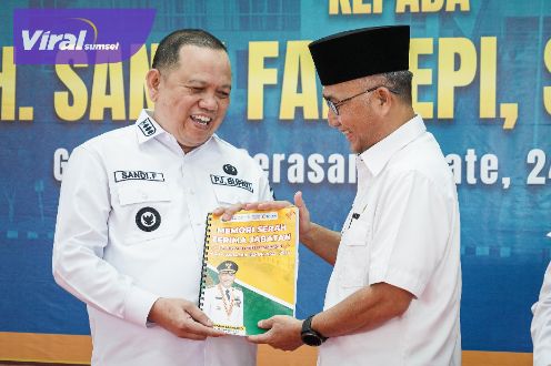 Sertijab, Apriyadi Siap Dukung Penuh Pj Bupati Muba Sandi Fahlepi. Foto : viralsumsel.com/dev