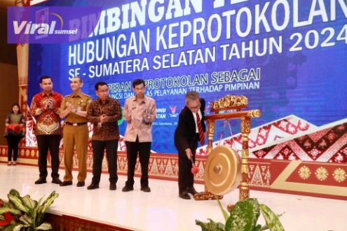 Pj Gubernur Sumsel Agus Fatoni Buka Bimtek Hubungan Keprotokolan se-Sumsel Tahun 2024. Foto : viralsumsel.com/win