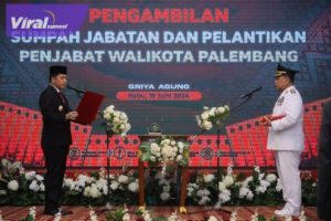Pj Gubernur Agus Fatoni Lantik Pj Walikota Palembang Ucok Abdul Rauf Damenta Gantikan Ratu Dewa. Foto : viralsumsel.com/win