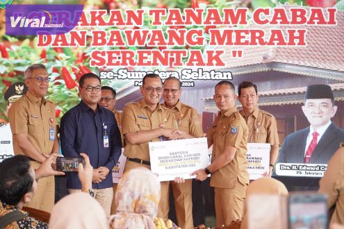 Serius Tekan Laju Inflasi, Pemprov Sumsel Launching Gerakan Tanam Cabai dan Bawang Merah Serentak. Foto : viralsumsel.com/win