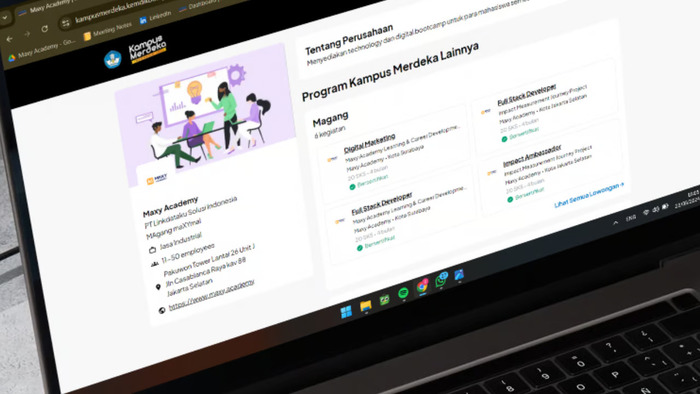Alur Pendaftaran Magang dan Studi Independen MAXY Academy di platform Kampus Merdeka. Foto : viralsumsel.com