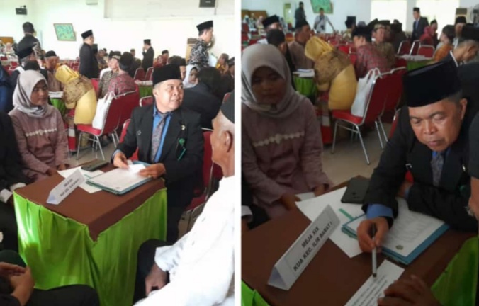 Kepala KUA Kecamatan Ilir Barat I, H. Ridhuan Saat Menjadi Petugas Pernikahan Yang diadakan Oleh Kementerian Agama. Foto : Viralsumsel/Nto