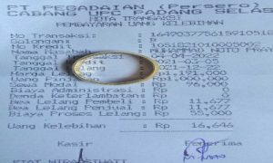 Kwitansi Pembayaran Tebus Cincin Yang di Gadai.