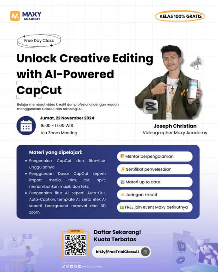 Soroti Kebutuhan Marketing Masa Kini, MAXY Academy Gelar Kelas Videografi Gratis. Foto: viralsumsel.com