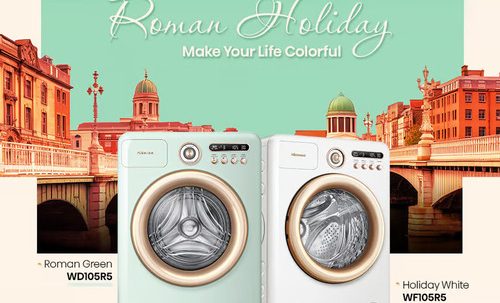 Hisense Menghadirkan Mesin Cuci Front Load Bergaya Retro: Roman Holiday Series. Foto: viralsumsel.com