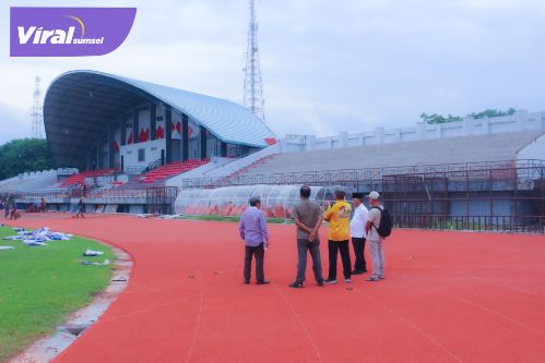 Jelang Porprov Sumsel 2025, Lintasan Atletik Stadion Serasan Sekate Muba Capai 97 Persen. Foto : viralsumsel.com /ril