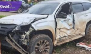 Pajero Sport Hantam 4 Motor di Sungai Lilin Muba, 3 Meninggal 2 Orang Luka-luka. Foto : ighmb