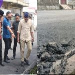 DPRD Kabupaten PALI saat sidak. Terlihat Jalan Aspal yang baru dikerjakan nampak terkelupas. Foto : Viralsumsel/Nto
