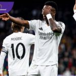 Penyerang Real Madrid Vinicius Junior selebrasi usai cetak gol ke gawang Celta Vigo pada laga 16 Besar Copa del Rey 2024/2025. Foto : igmadrid
