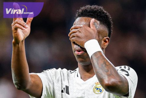 Penyerang Real Madrid Vinicius Junior selebrasi usai cetak gol ke gawang RB Salzburg. Foto : igreal