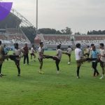 Para pemain Sriwijaya FC berlatih di Stadion Gelora Sriwijaya, Palembang. Foto : mosfc
