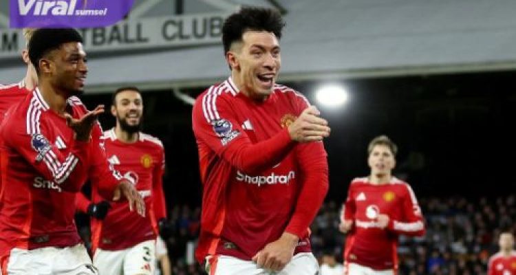 Lisandro Martinez bek kiri Mancheter United selebrasi usai cetak gol ke gawang MU. Foto : igmu