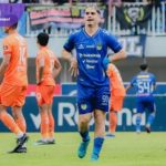 Rafael De Sa Rodrigues penyerang PSIM Yogyakarta selebrasi usai cetak gol ke gawang Persiraja. Foto : igpsim