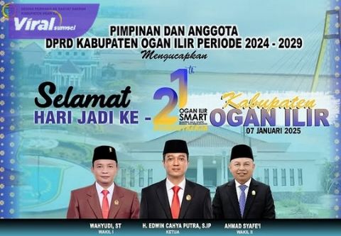 HUT ke-21 Ogan Ilir, Pimpinan DPRD Berikan Ucapan dan Harapan Baru. Foto : viralsumsel.com /jun