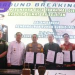 Wagub Sumsel Cik Ujang Groundbreaking Pembangunan Rumah Subsidi Layak Huni Bagi Pegawai dan Polri. Foto : humas pemprov