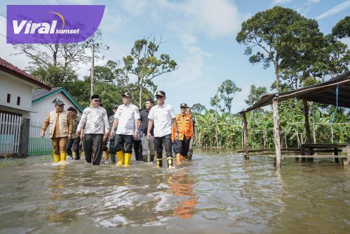 Bupati Muba Tinjau Lokasi Banjir di Kecamatan Sanga Desa, Pastikan Bantuan Tersalurkan. Foto : viralsumsel.com /dev