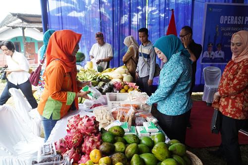 Wagub Cik Ujang Didampingi Staf Ahli PKK Sumsel Lidyawati CU Tinjau Operasi Pasar Murah di Sukamaju Sako. Foto : humas pemprov