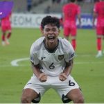 Evandra Florasta gelandang Timnas Indonesia U-17 selebrasi usai cetak gol ke gawang Korea Selatan U-17. Foto : igpssi