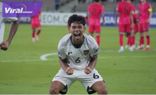 Evandra Florasta gelandang Timnas Indonesia U-17 selebrasi usai cetak gol ke gawang Korea Selatan U-17. Foto : igpssi