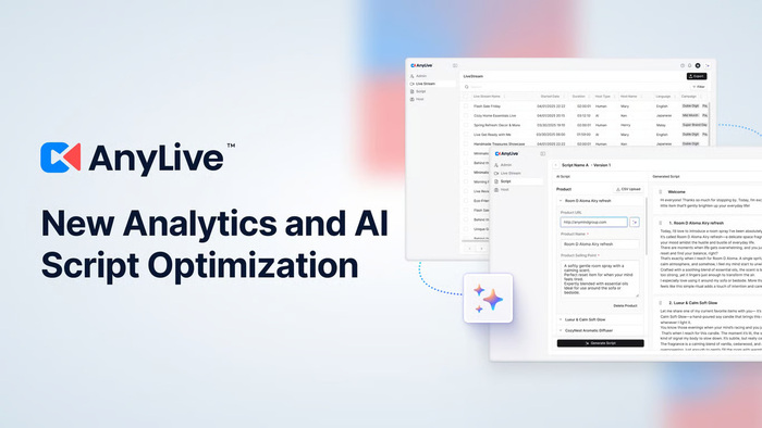 AnyMind Group menambahkan analitik live commerce dan kemampuan optimisasi skrip AI ke AnyLive. Foto : viralsumsel.com