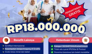 Beasiswa Gradify 2025 Resmi Dibuka: Akses Pendidikan dan Karier hingga Rp18 Juta/Semester Tanpa Syarat IPK atau Prestasi. Foto : viralsumsel.com