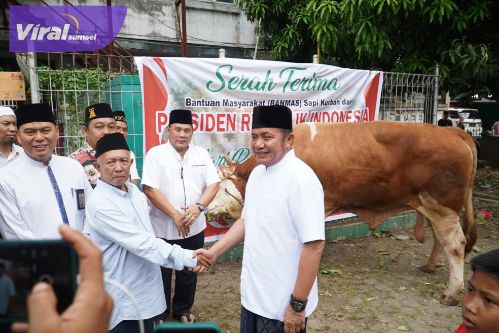 Gubernur Sumsel Herman Deru Tinjau Pemotongan Qurban Usai Shalat Jumat dan Open House Idul Adha. Foto : viralsumsel.com /win