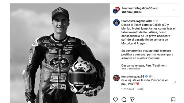 Pebalap Muda Paul Alsina Tewas Kecelakaan, Marc Marquez Berduka