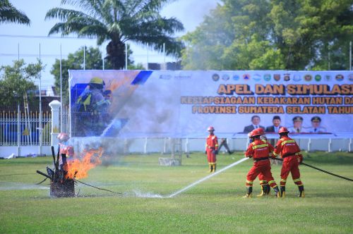 Pimpin Apel dan Simulasi Penanggulangan Karhutla, Menteri LH RI Puji Upaya Pemprov Sumsel Tekan Karhutla 2025