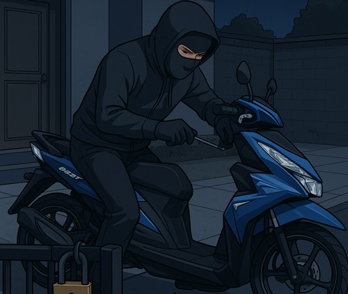 Aksi Pencurian Motor Kembali Terjadi di Talang Kelapa, Warga RT 086 Dihimbau Tingkatkan Kewaspadaan